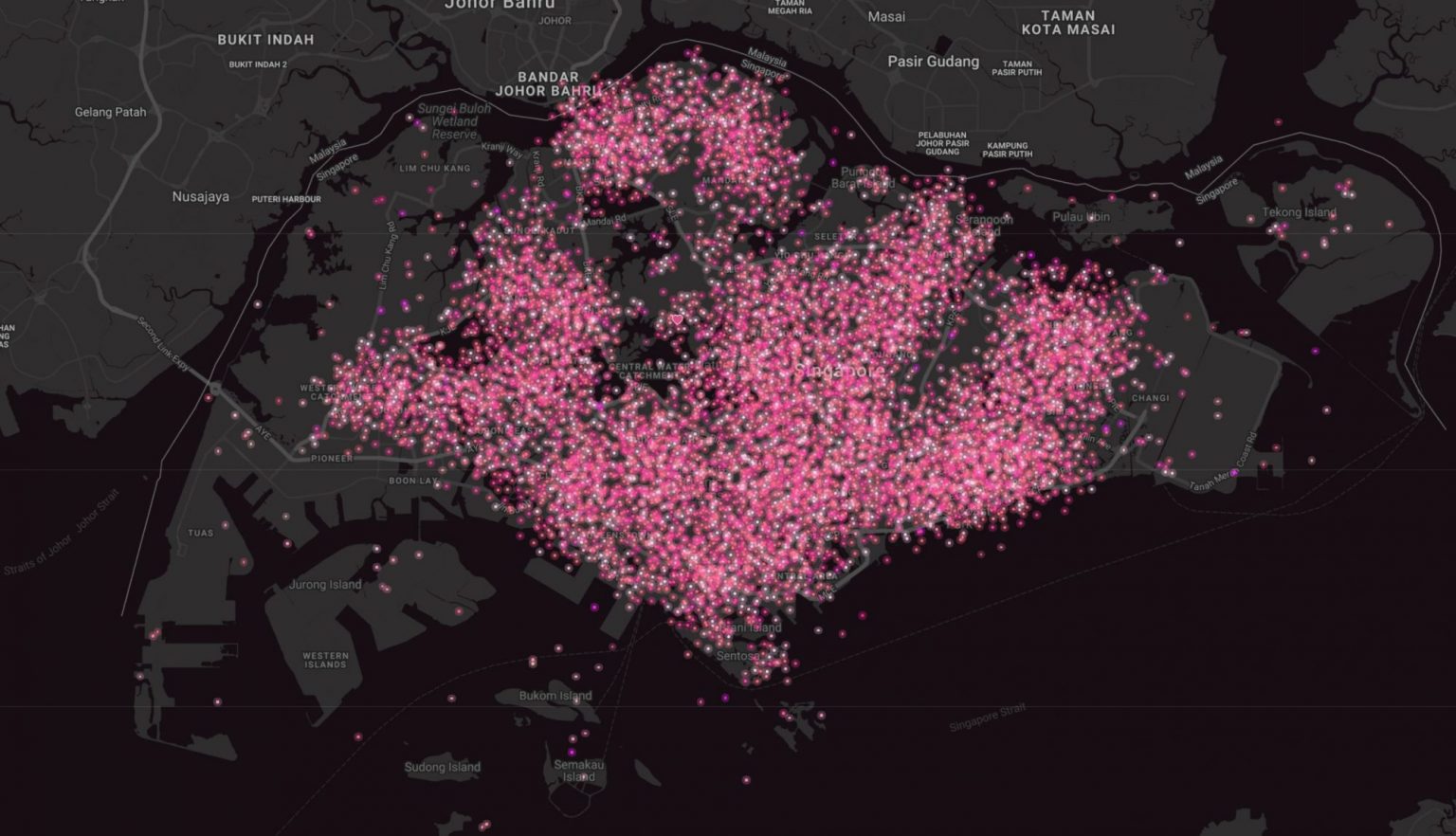Fig 6. Pink Dot map for the 2022 “Digital Light Up.” Pink Dot SG