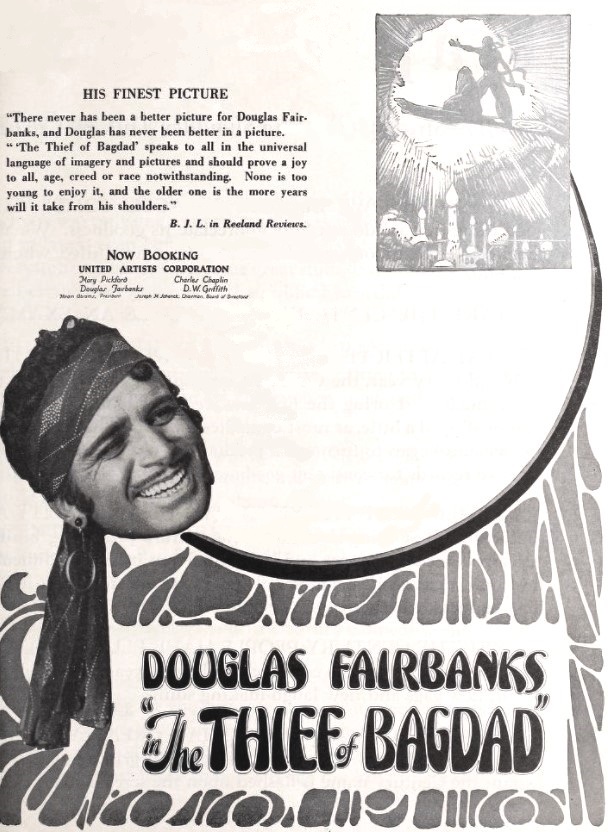 Advertisement for <em>The Thief of Bagdad</em>, 1924, <em>The Moving Picture World</em>, 17 January 1925, page 199